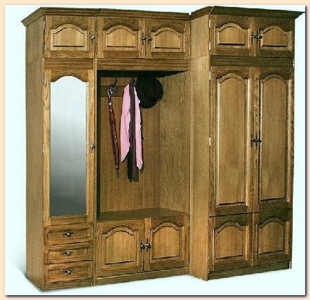 Wood Vestibule. Wood wardrobe. Wood Case. Hanger. Mirror