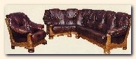 LEATHER LIVING ROOM FURNITURE SETS, NATUR LEATHER  ( Italy ), SOLID WOOD OAK 