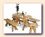 Dining room kitchen furniture :  Kitchen wood bench + Kitchen wood table + 2 Kitchen wood chair